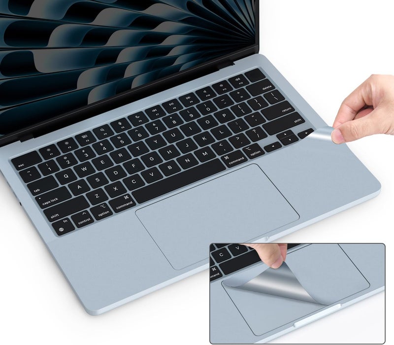 CASEDAO غطاء راحة اليد مع واقي لوحة اللمس متوافق مع آبل 2025 ماك بوك إير M4 شريحة 13 بوصة A3240، ملصق واقي لراحة المعصم 13.6 بوصة - أزرق سماوي - Image 1